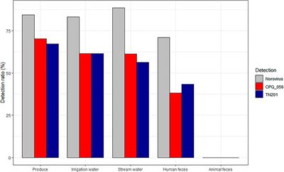 Evaluation of crAssphages as a potential marker of human viral contamination in environmental water and fresh leafy greens